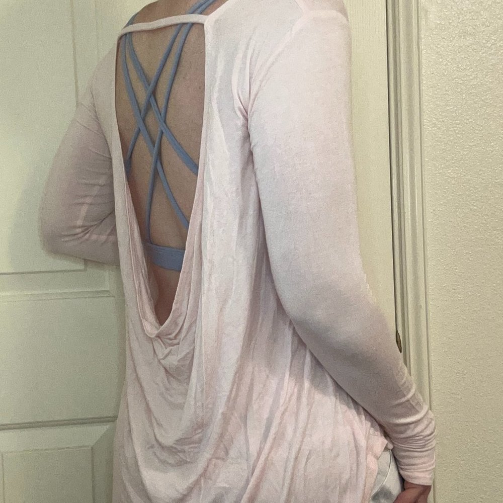 Montiel blush pink open back cowl shirt - size small